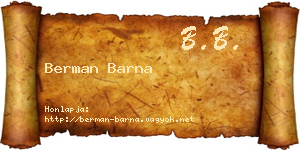 Berman Barna névjegykártya